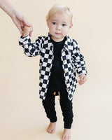 Cotton Shacket | Smiley Checkered Black - HoneyBug 