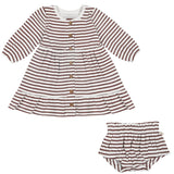 Organic Tiered Dress - Plum Stripes - HoneyBug 