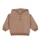 Organic Fleece Henley Hoodie - Taupe - HoneyBug 