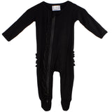 Ruffle 2 Way Zip Romper - Black - HoneyBug 