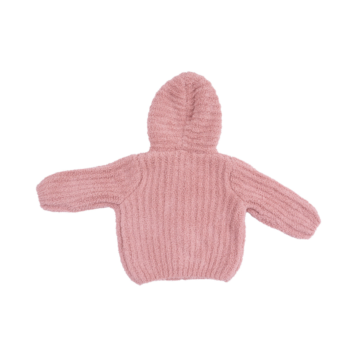 Chenille - Rose Hooded Jacket with Striped Texture