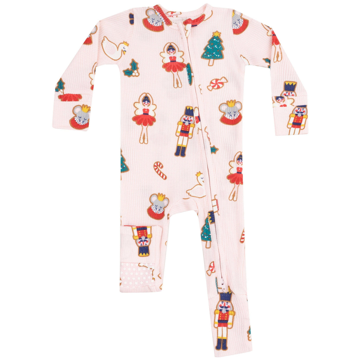 2 Way Zipper Romper - Sugar Plum Fairy Christmas Cookie  Pink