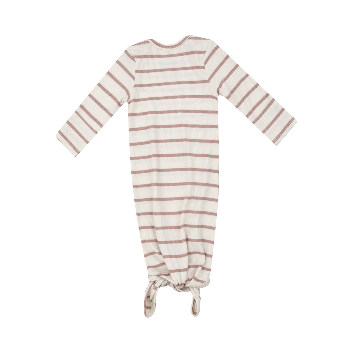 Knotted Gown - Modal Rib French Stripe - Misty Rose