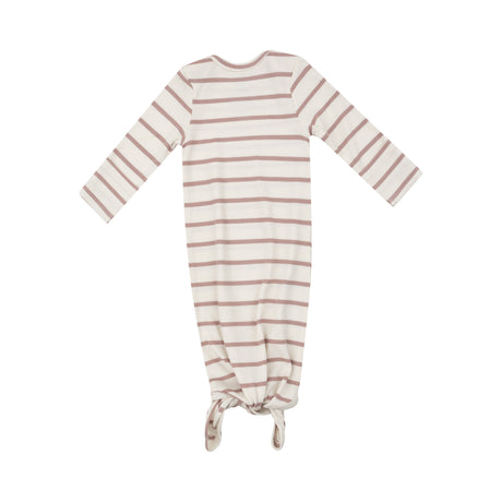 Knotted Gown - Modal Rib French Stripe - Misty Rose