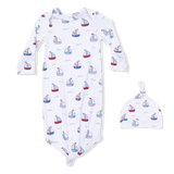 Bubbly Sailboats Blue - Knotted Gown and Hat