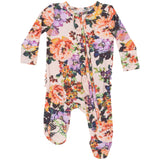 2 Way Ruffle Zipper Footie - Autumn Rose