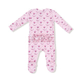 2 Way Ruffle Zipper Footie - Rose Garden Trellis - HoneyBug 