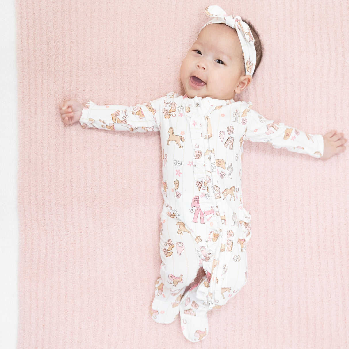 Cowgirl Nursery - 2 Way Ruffle Front Zipper Footie