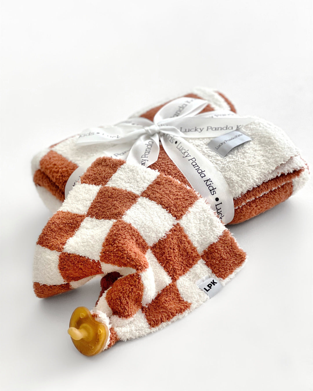 Checkered Plush Lovey | Copper - HoneyBug 
