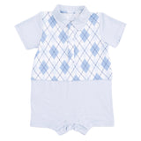 Blue Argyle - Short Playsuit