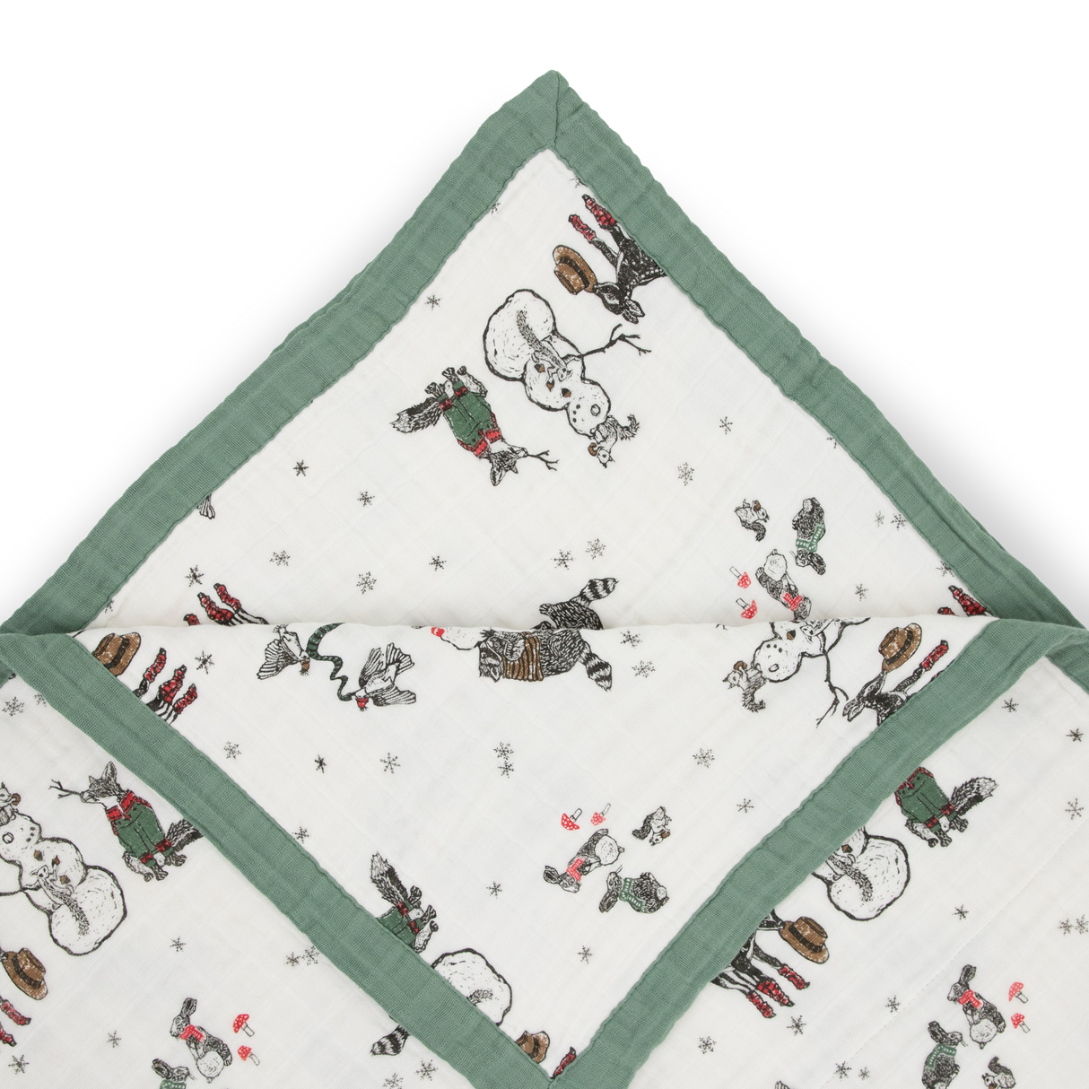 Cotton Muslin Quilted Throw - Snow Day - HoneyBug 