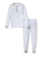 Kid's Pima Snug Fit Pajama Set in Grey Stripes