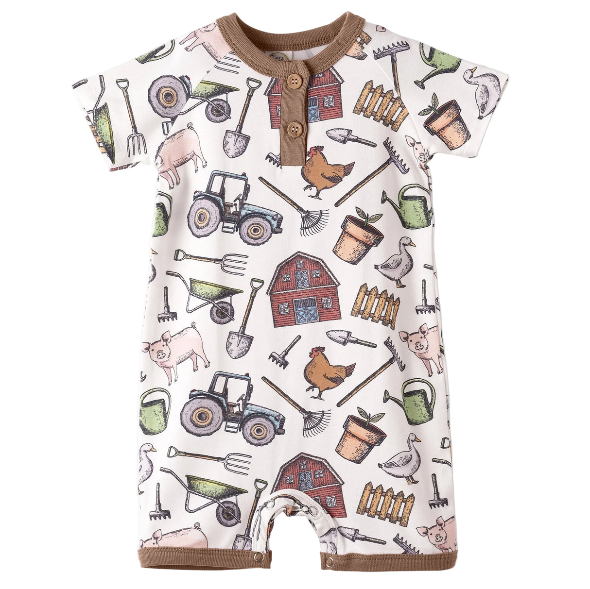 Farmer's Market Baby Boy Shorty Romper–Soft Bamboo One Piece