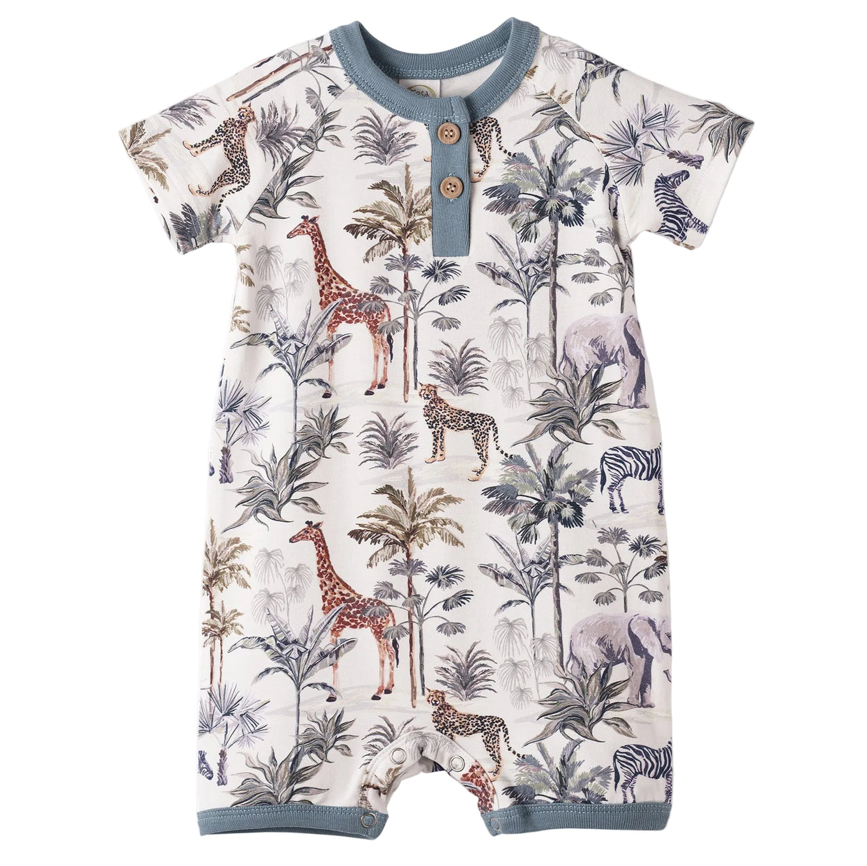 Jungle Safari Bamboo Baby Boy Shortall Romper
