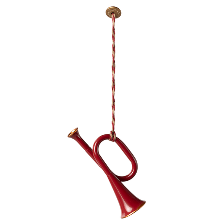 Metal Ornament, Trumpet - Red - HoneyBug 