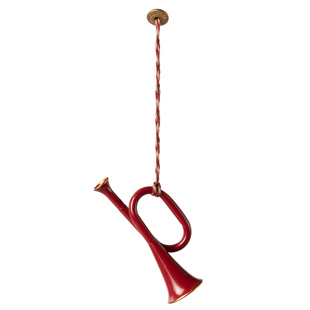 Metal Ornament, Trumpet - Red - HoneyBug 