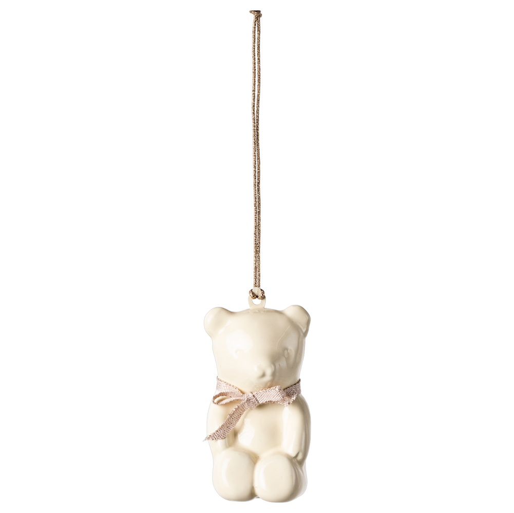 Metal ornament, Teddy bear - Off white/Rose - HoneyBug 