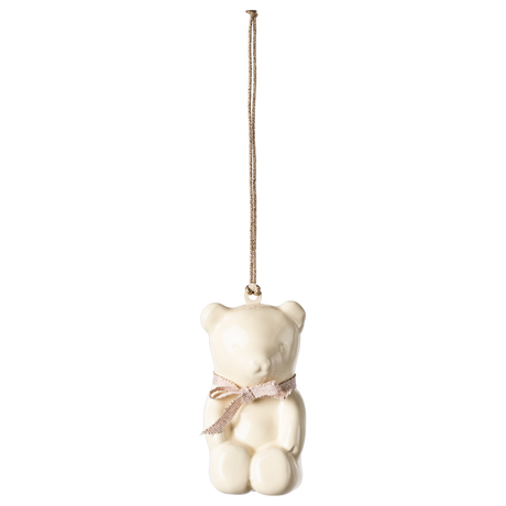 Metal ornament, Teddy bear - Off white/Rose - HoneyBug 