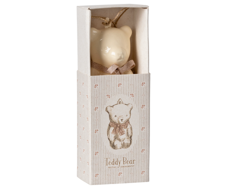 Metal ornament, Teddy bear - Off white/Rose - HoneyBug 