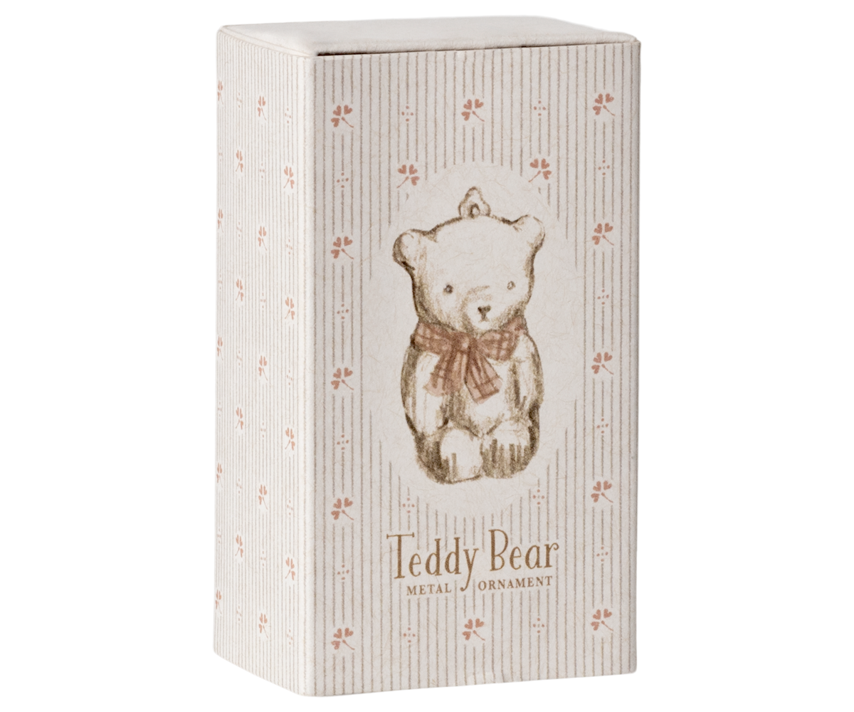 Metal ornament, Teddy bear - Off white/Rose - HoneyBug 