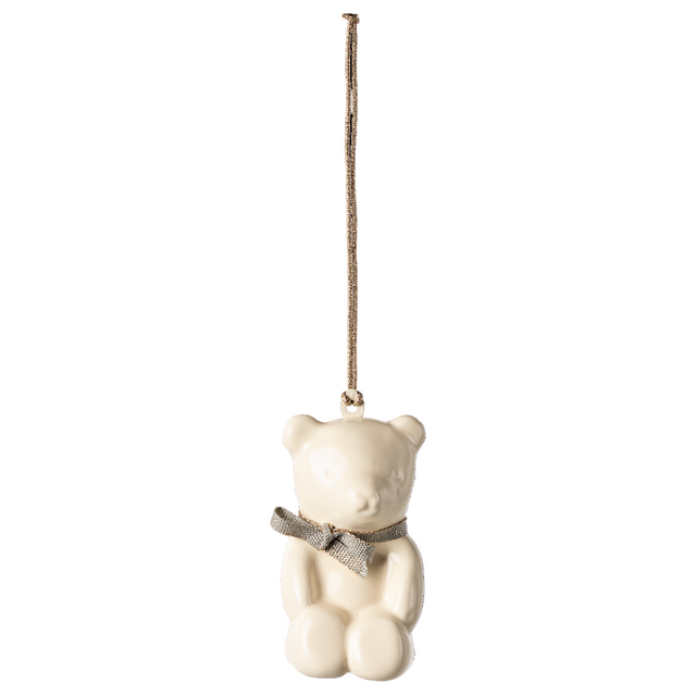 Metal ornament, Teddy bear - Off white/Blue - HoneyBug 