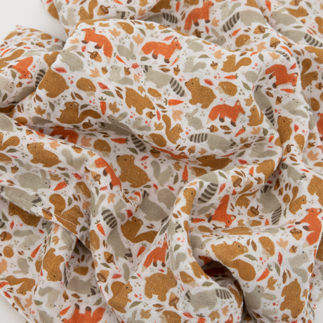 Cotton Muslin Swaddle Blanket - Fall Friends