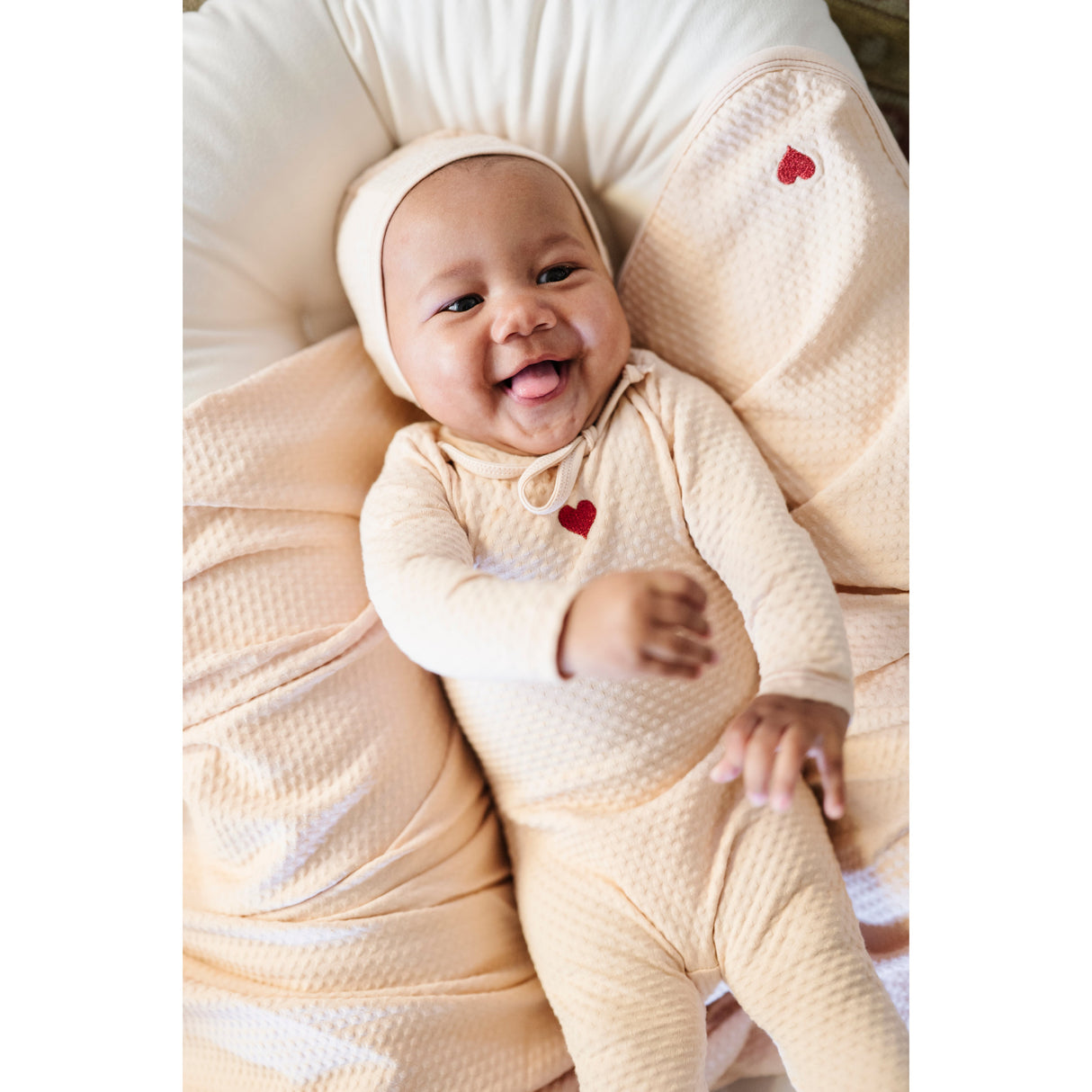 Cotton - Embroidered Heart and Star Collection - Blanket - HoneyBug 