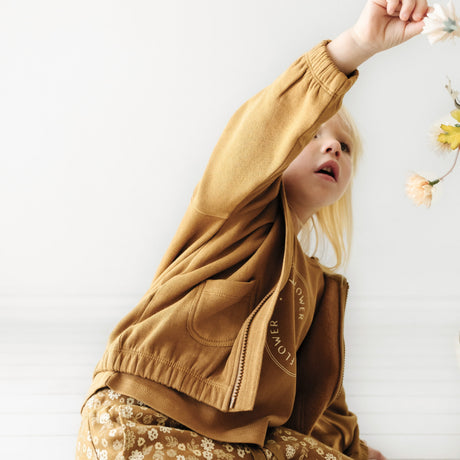 Organic Baby Toddler Hooded Jacket - Tan - HoneyBug 