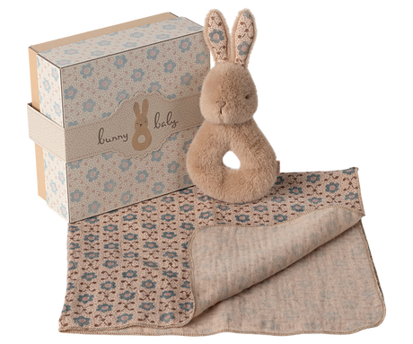 Rabbit Rattle Set - Cream Peach - HoneyBug 