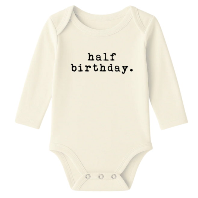 Half Birthday Organic Cotton Baby Bodysuit Long Sleeve - HoneyBug 