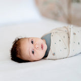 2 Pack Cotton Muslin Swaddle Blanket - Garden Flower - Blue - HoneyBug 