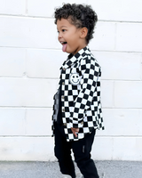 Cotton Shacket | Smiley Checkered Black - HoneyBug 