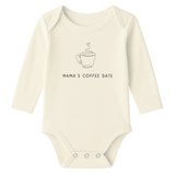 Mama's Coffee Date Organic Cotton Baby Bodysuit Long Sleeve - HoneyBug 