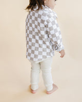 Cotton Shacket | Smiley Checkered Latte - HoneyBug 