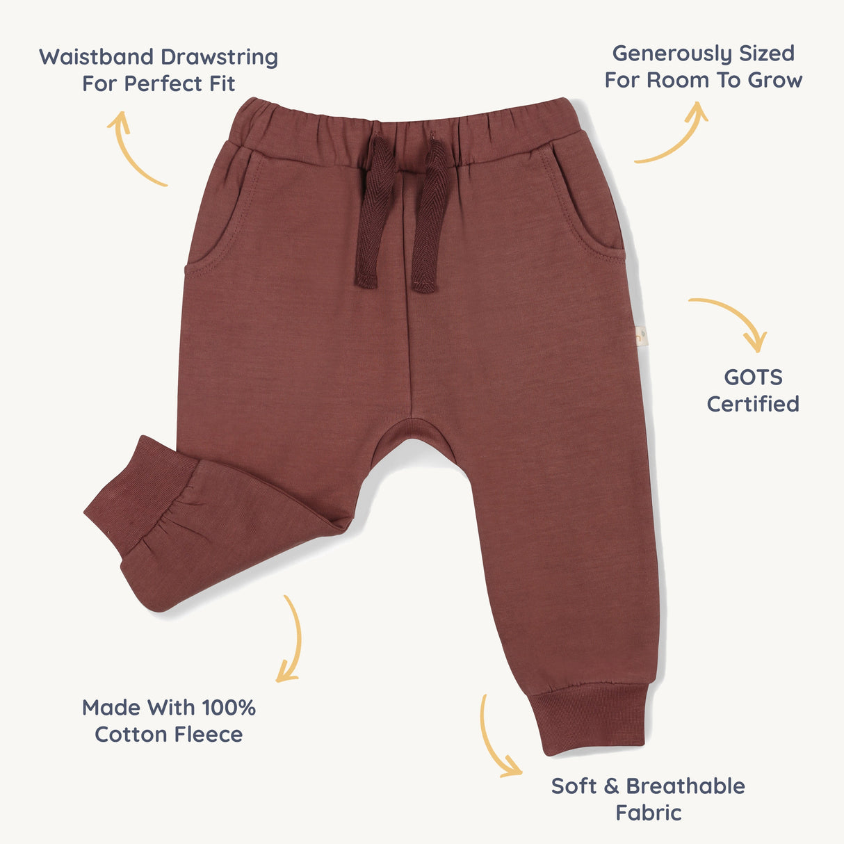 Organic Fleece Jogger Pants - Plum - HoneyBug 