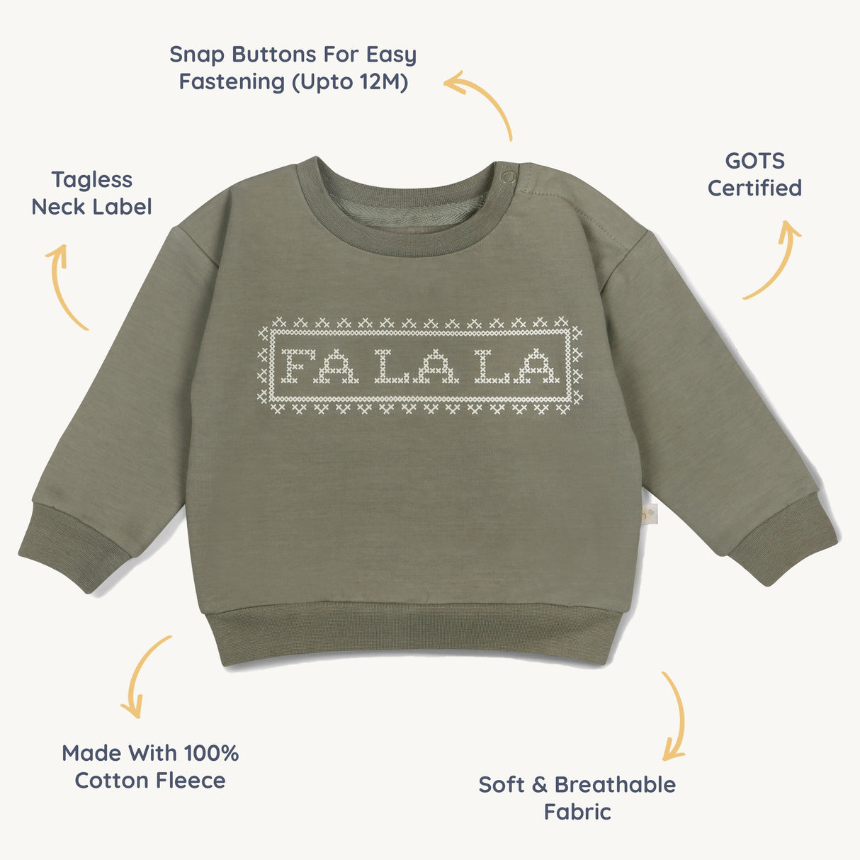 Organic Fleece Sweatshirt - Fa La La - HoneyBug 