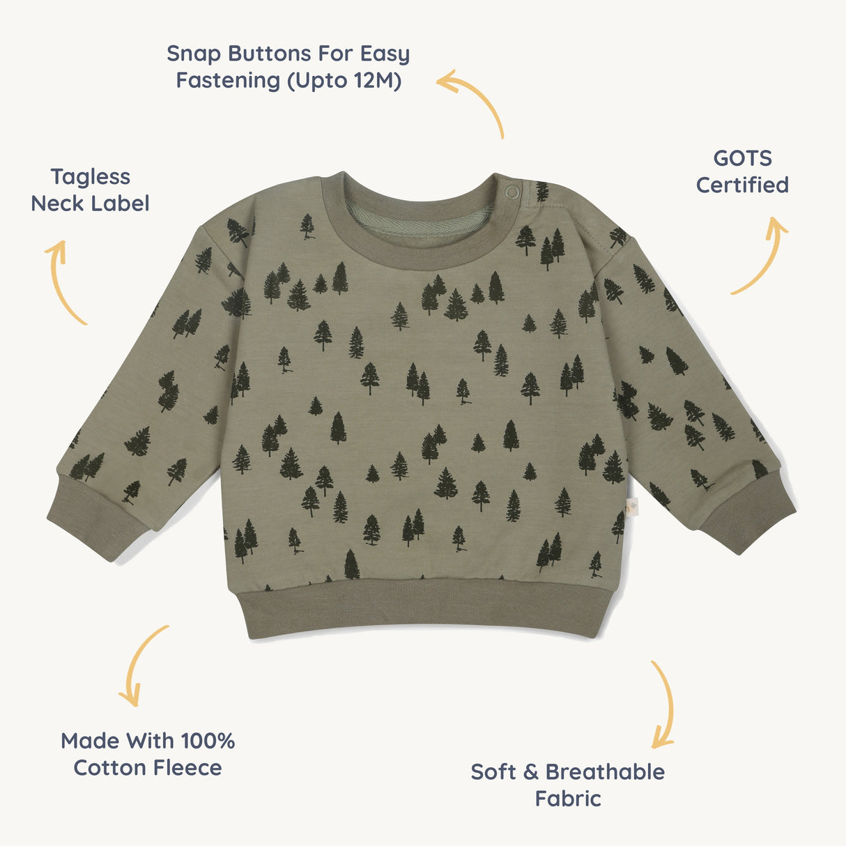 Organic Fleece Sweatshirt - Alpine - HoneyBug 