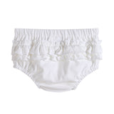 2 pc Set Light Blue and White Ruffle Knit Cotton Bloomers