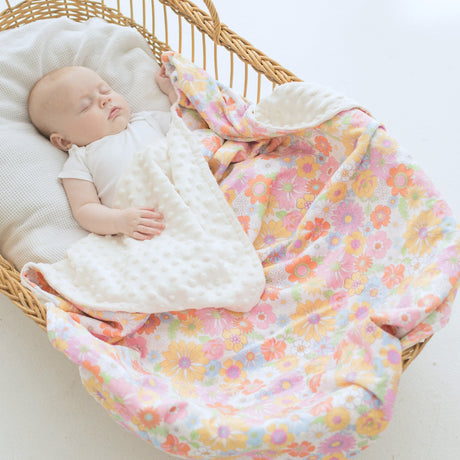 Baby & Toddler Minky Blanket - Retro Floral - HoneyBug 