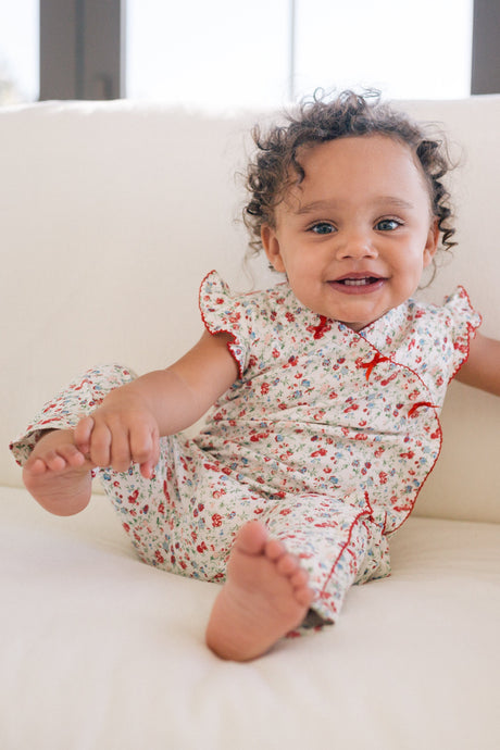 Madison Poppy Floral Romper - HoneyBug 