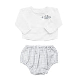 Monogrammed Gift set | double button shirt and grey gingham bloomer - HoneyBug 