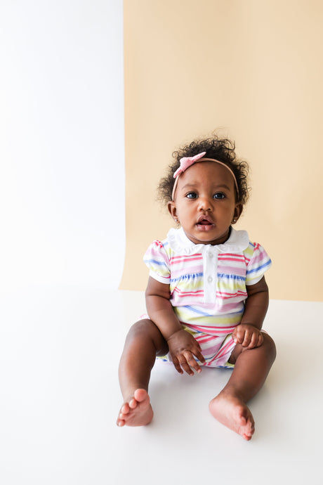 Rainbow Stripe Collared Romper