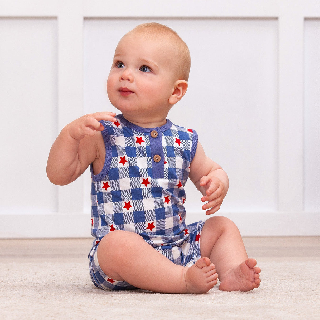 Americana Bamboo Shortie Romper - HoneyBug 