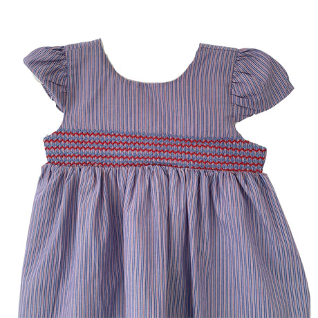 French Pinstripe Smocked Dress