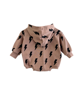 Hooded Bubble Romper  | Mocha Bolts - HoneyBug 