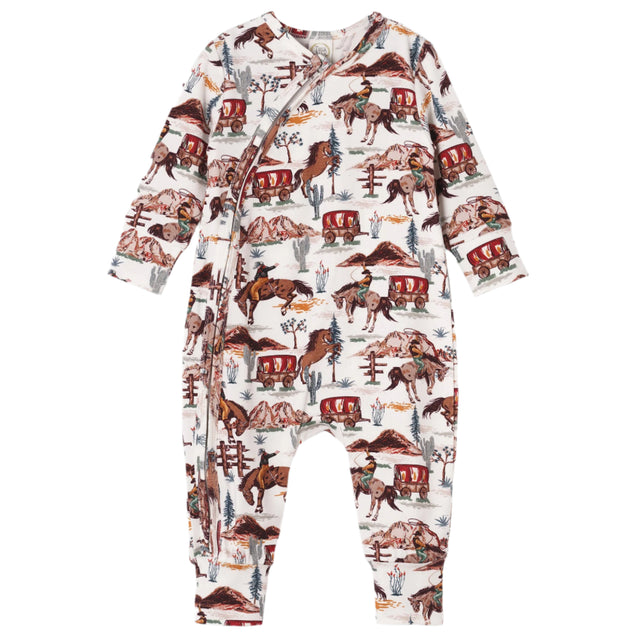 Cowboy Western Spirit Baby Boy Bamboo Zipper Romper - HoneyBug 