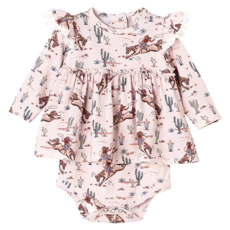 Prairie Princess Baby Girl Western Bamboo Skirted Bodysuit - HoneyBug 