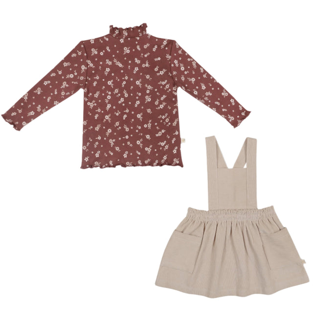 Organic Corduroy Pinafore Dress - Oat - HoneyBug 