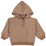 Organic Fleece Henley Hoodie - Taupe - HoneyBug 