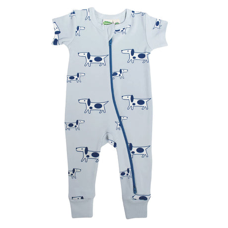 Essential Basics '2-Way' Zip Romper - Blue Dogs - HoneyBug 